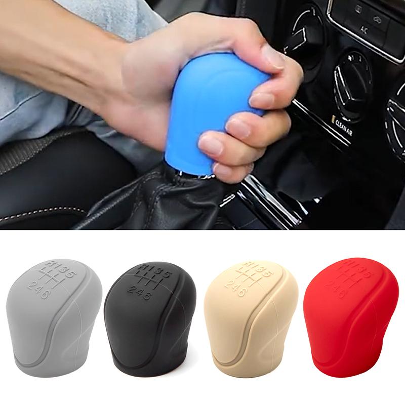 1Pc Manual 6-Speed Car Interior Accessories Car Silicone Gear Shift Knob Cover Gear Shift Non-Slip Grip Handle Protective Covers
