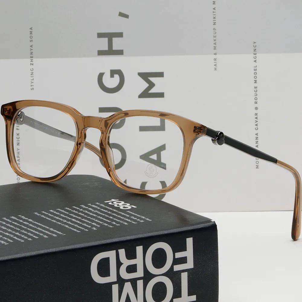 Moncler Eyeglass Frames ML5176 045 Square Fashion Clear Horn-rimmed
