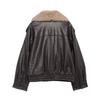 Womens Faux Leather Jacket Detachable Collar Casual Commute Coat
