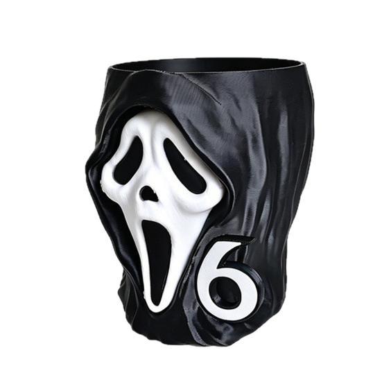 Decorative Halloween Figurine 3D Printed Screaming Skull Popcorn Bucket, Box Table Small Decoration Piece Ornament, Creative Container for Living Room