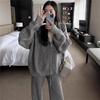 Autumn European Lazy Style Zippered Hooded Cardigan Sweater Set for Women