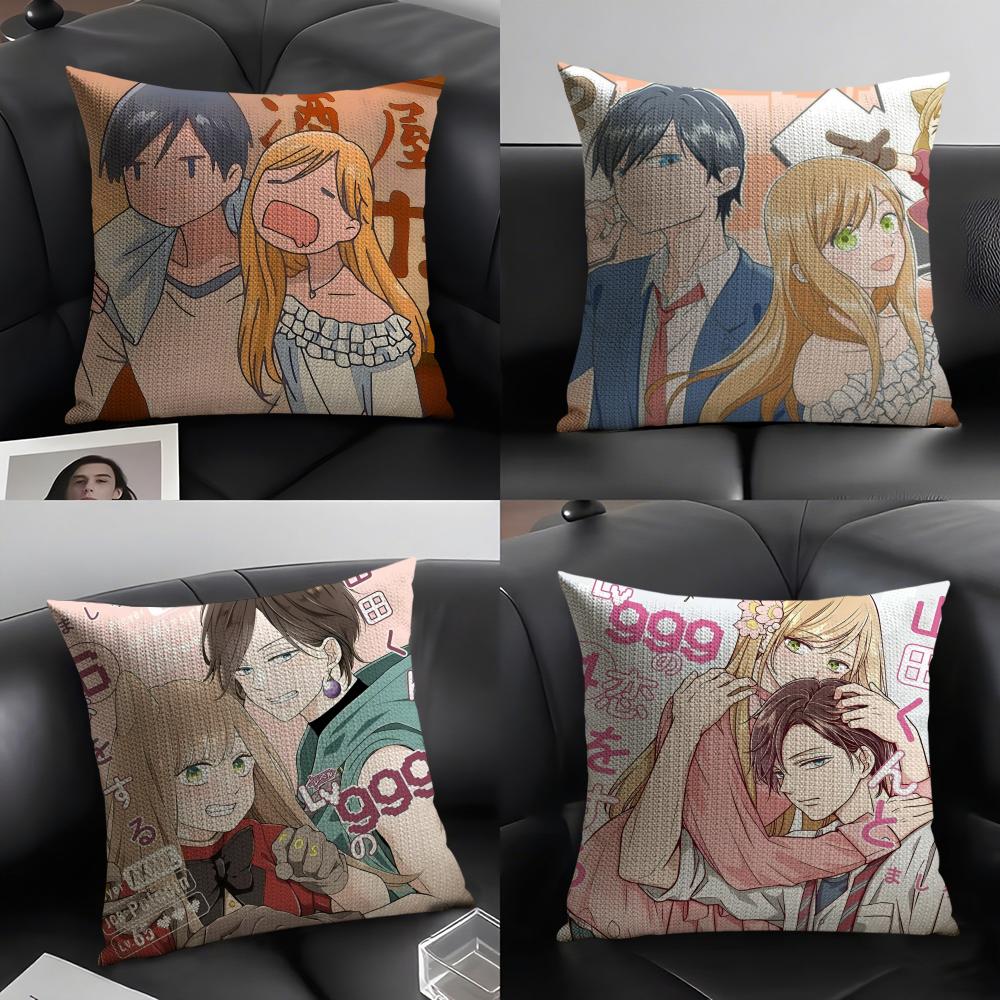 My Love Story YYamadakun Cushion Cover Natural Linen Organic Fabric DoubleSided Printing Breathable Perfect Gift for Decor