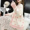 V-neck Loose Sweater Jacket Women's Loose Large Size Love Gentle Contrasting Knitted Top