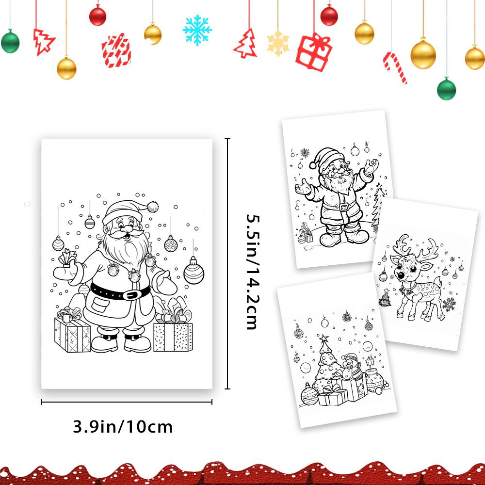 32 Stück, Weihnachtliche Doodle-Malvorlagen, Postkarten, DIY-Malvorlagen, Geburtstagsgeschenke, Schulsachen, Weihnachtsgeschenke