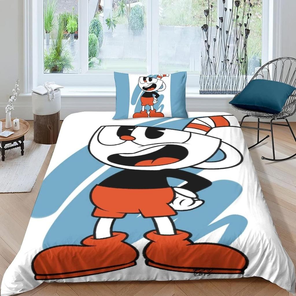 The Cuphead Show Cartoon Bedding Sets Exquisite Bed Supplies Set Duvet Cover Bed Comforter Set Bedding Set Birthday Gift