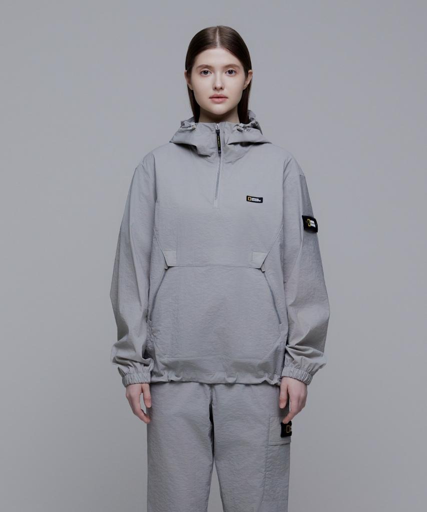 Nationalgeographic N241Uft940 Dimmer Woven Training Hoodie Anorak Stone Grey