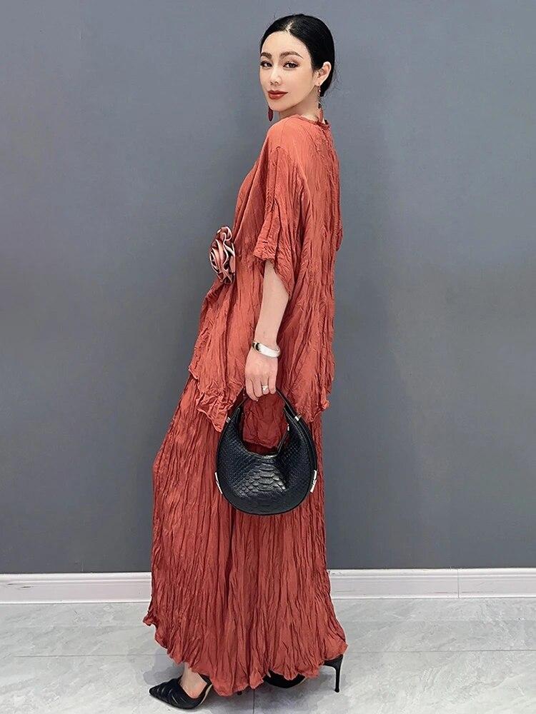 Xitao Dvoudílná souprava s kulatým výstřihem, polorukáv, jednobarevná souprava sukně A-line LYD1836