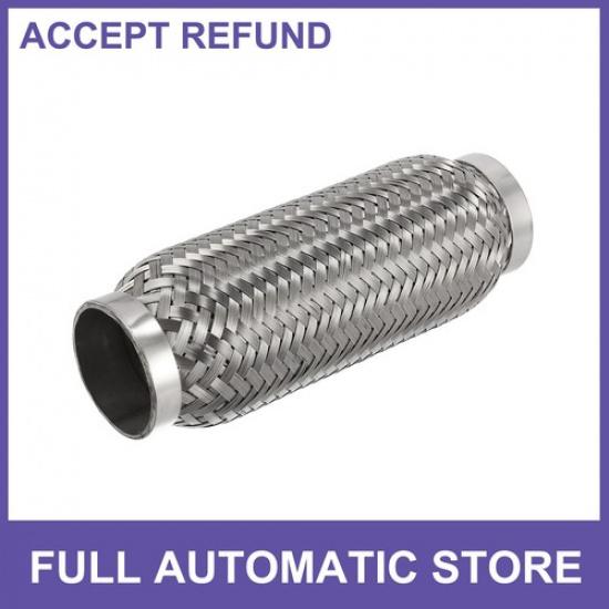 2x7x8 auto Exhaust Flexible Pipe Tubing Universal Stainless Steel Silver Tone