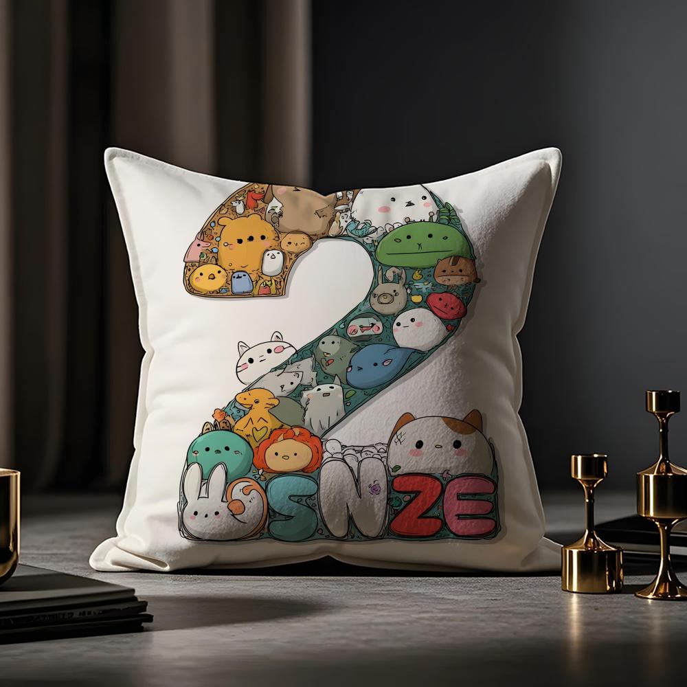 Digital Design Cushion Cover Anti-dustmite Pillowcase Invisible Zipper Silky Short Plush Sofa Cushion Cover