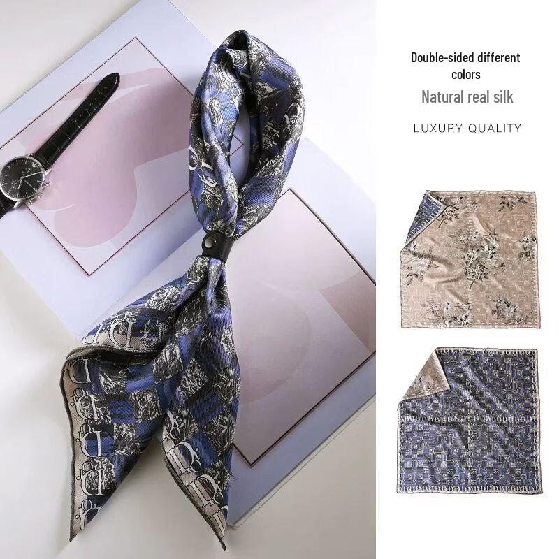 Мужской двусторонний твиловый шелковый шарф на шею из шелка-тусса One Size