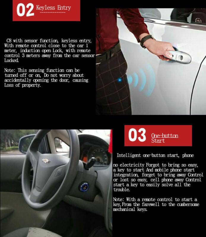 Car Security Vibration Alarm System Ignition Engine Start Push Button Remote Kit