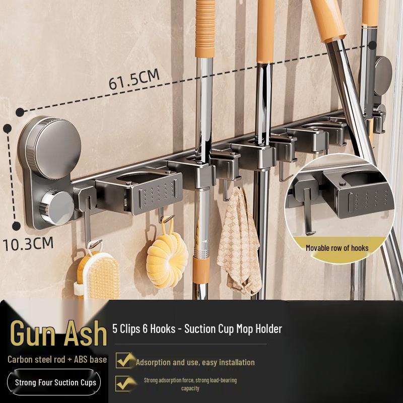 YIXI Adhesive Wall Mounted Mop and Broom Holder