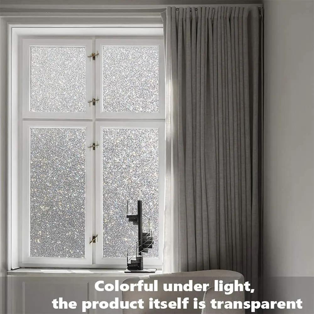Crystal Pattern Window Film Privacy Film Frosted Glass Self-Adhesive Privacy Protection Window Stickers Anti-UV for Home Bedroom