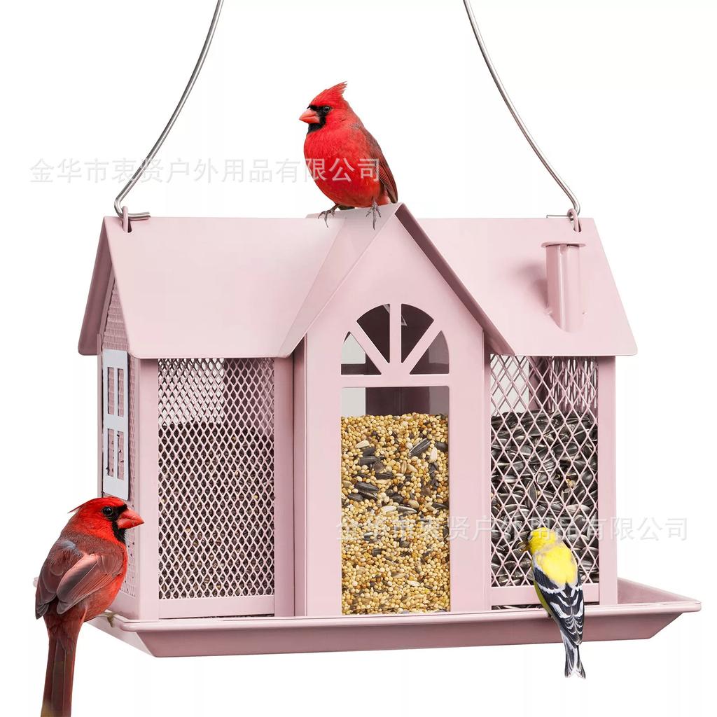 New Bird Feeder Metal House Courtyard Hummingbird Squirrel Feeder Outdoor Hanging Decoration Modern and Simple