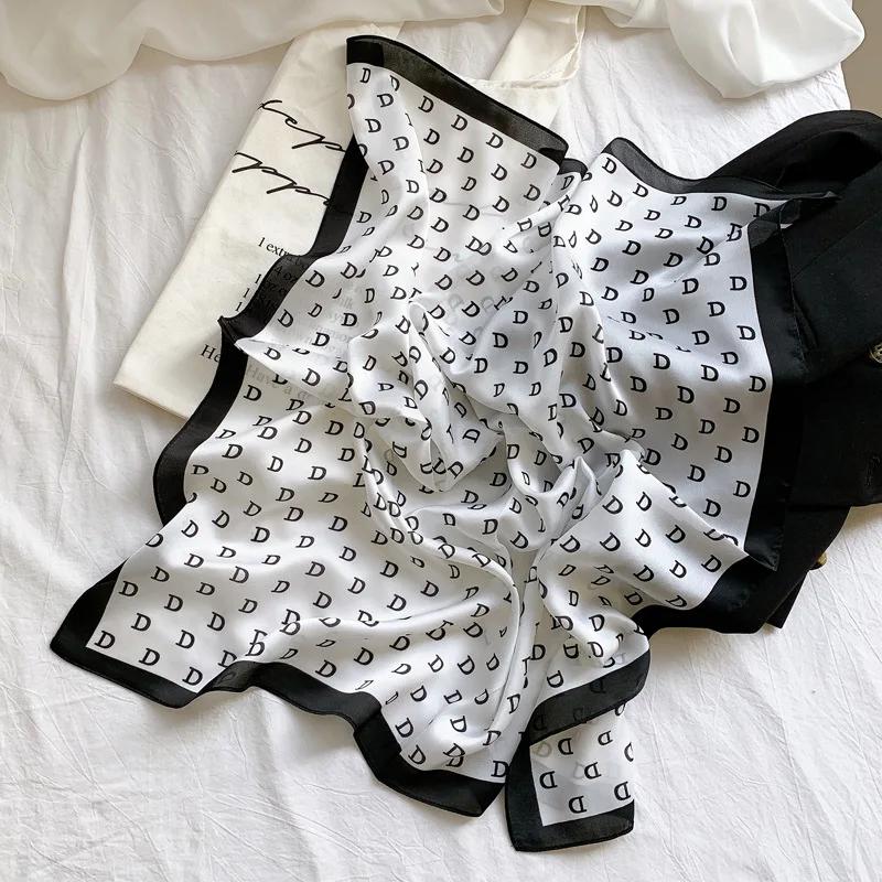 70*70cm Fashion Handkerchief Dot Print Silk Satin Neck Scarf For Women Small Shawls Hair Scarfs Female Bag Scarves For Ladies