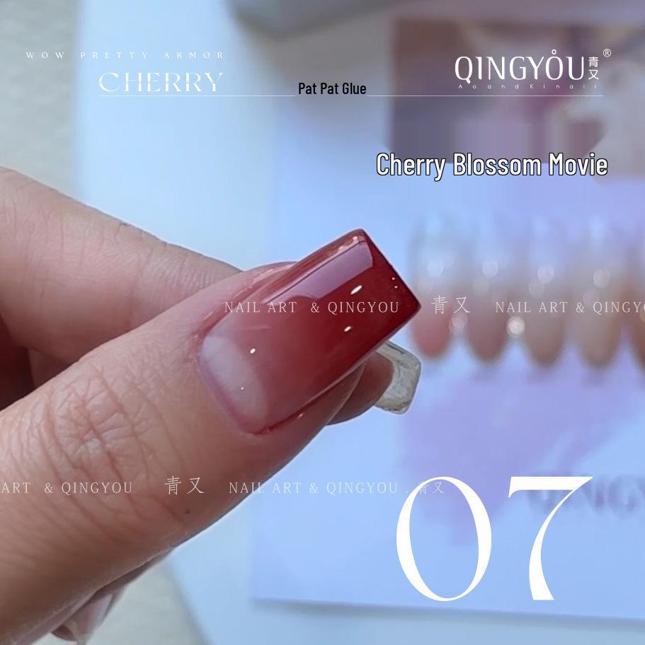 Nude Pink Cherry Blossom Gel Polish - Blurring & Gradient Nail Art