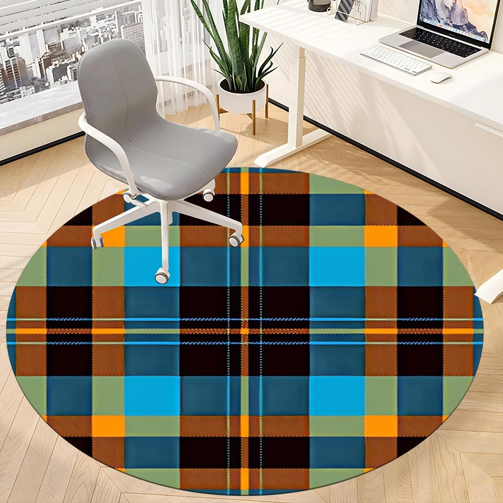 1pc Tartan Pattern Chair Carpet for Office, Non Slip, Soft and Durable Office Rug