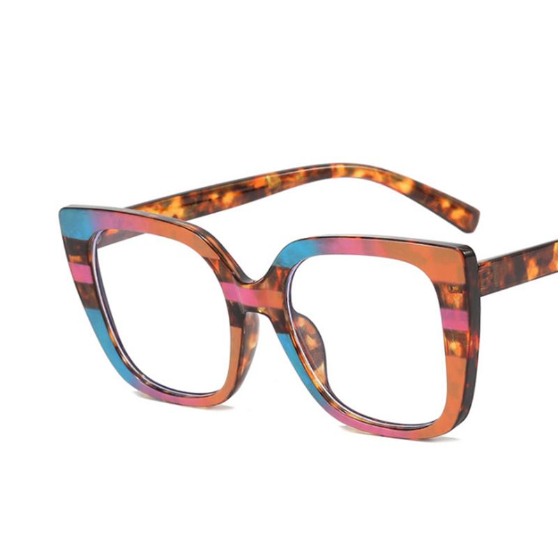Oversize Square Frame Clear Lens Glasses Colorful Leopard Myopia Nerd Spectacles Degree -0.5 -1.0 -2.0 -3.0 -4.0 To -6.0