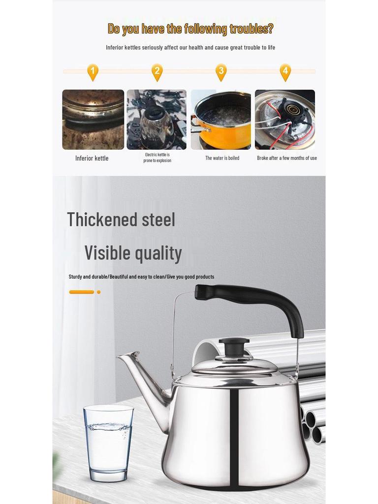 Stainless Steel Whistling Kettle for Induction & Gas Stoves - Large Capacity