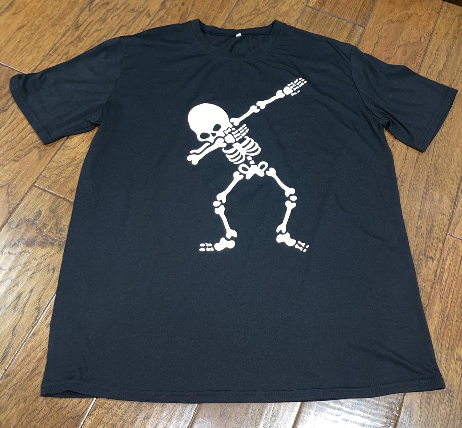 Dabbing Skeleton T-Shirt Mens Medium Unisex Halloween Funny Shirt Dancing Black S разноцветный