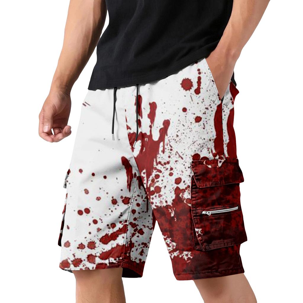 Men's Halloween Pocket Drawstring Cargo Shorts Casual Outdoor Lightweight Durable Multi-Pocket Utility Shorts for Everyday Use