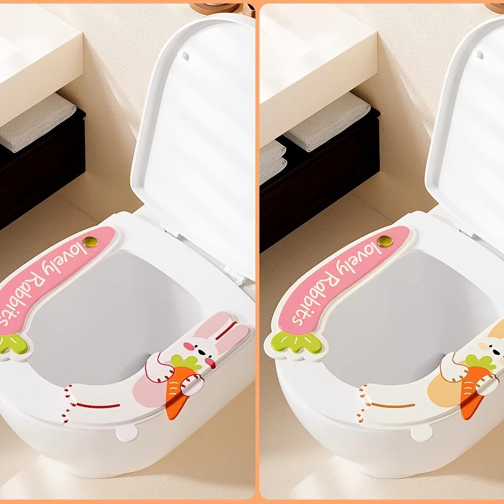 

2pcs Scented Waterproof Toilet Seat Covers, Cartoon Rabbit & Carrot, EVA, Reusable, All-Season