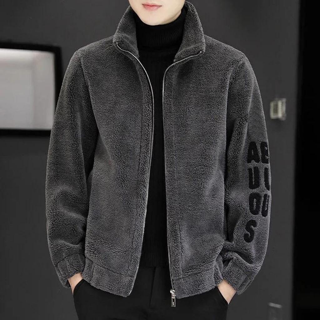 Winter Men's Stand Up Collar Fleece Jacket Fashion Jacket