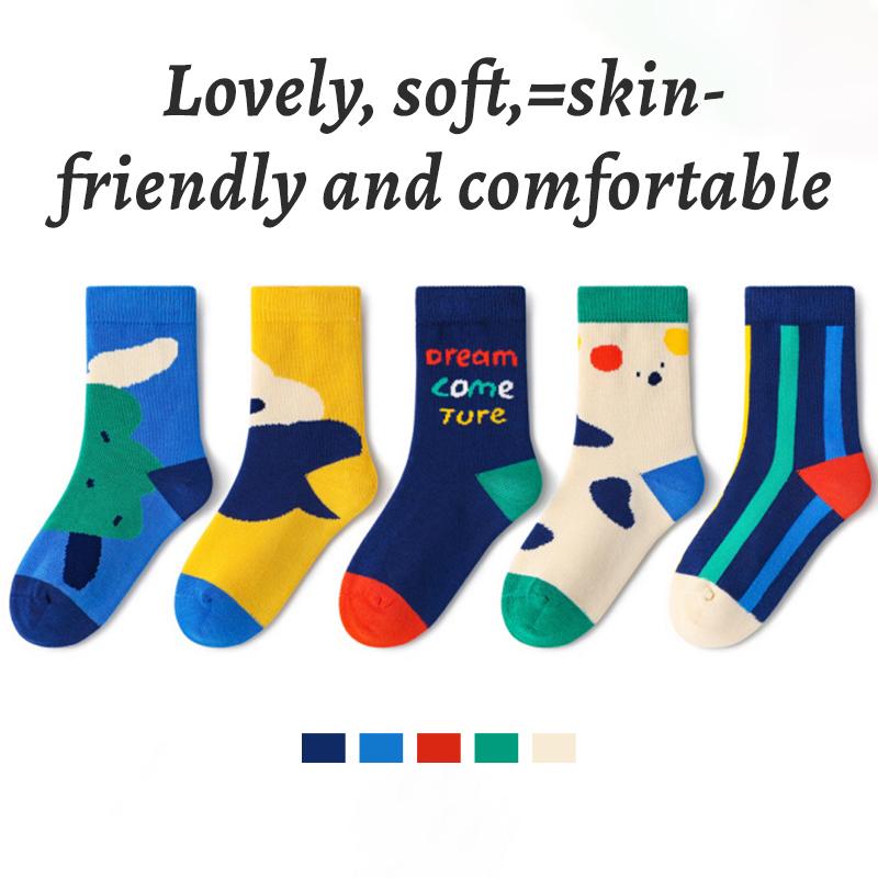 

5 пар 1-14 лет, яркие цвета, носки средней длины, устойчивые к отбеливанию, яркие цвета, детские носки с широкими эластичными манжетами, литературный стиль 9-14 years(19-23 cm)