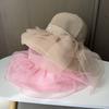 Spring and summer elegant sweet bucket hat women's big eaves mesh breathable sun hat sun protection face small beach sun hat