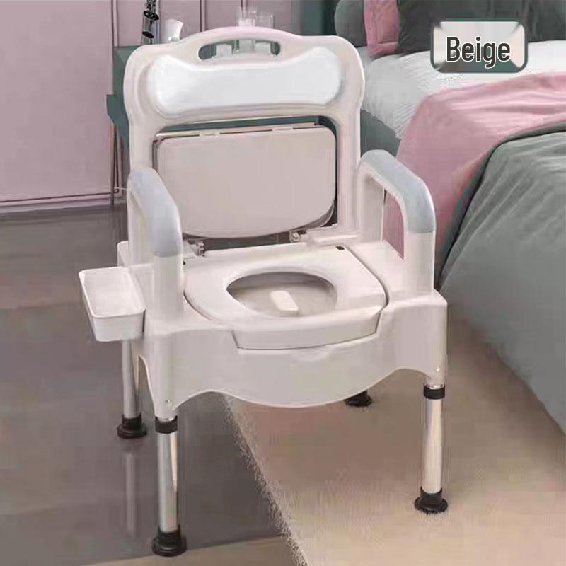 Adjustable Stainless Steel Commode Chair for Elderly and Pregnant Women, Portable with Bedpan