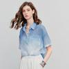 Chuyu Women's Loose Gradient Sheer Short Sleeve Shirt