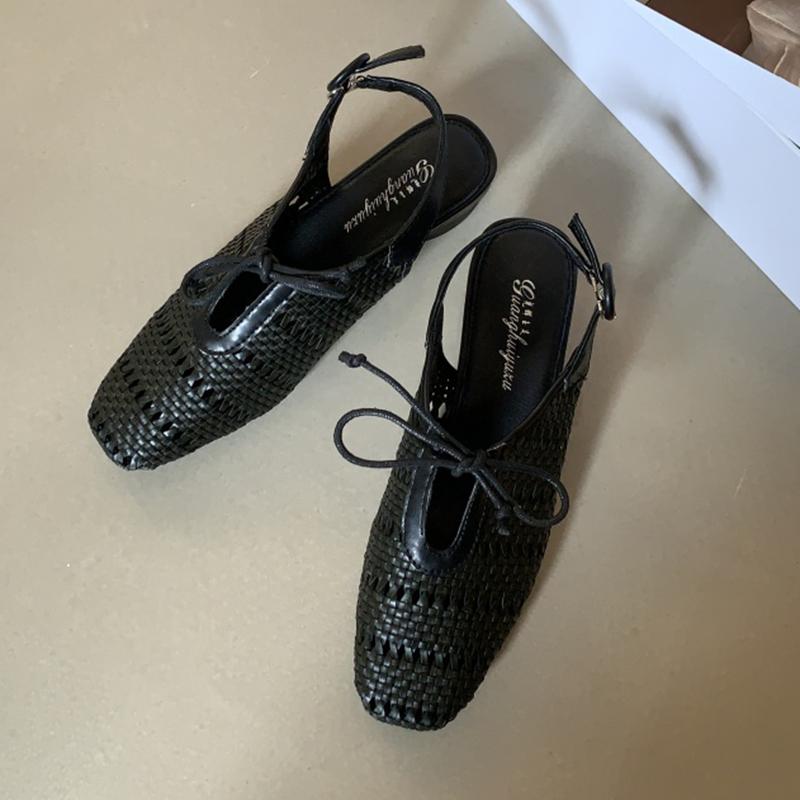 Fashion SUOJIALUN 2025 New Brand Women Sandal Fashion Weave Close Toe Slip On Slingback Shoes Square Low Heel Outdoor Dress Mules Sandal