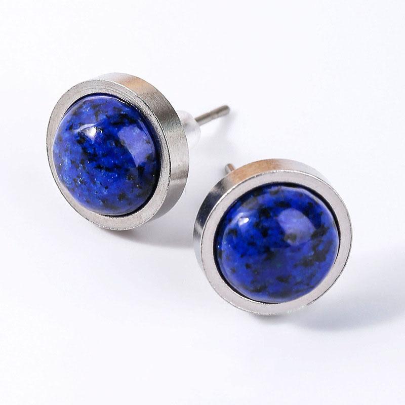 1pairs Handmade 10mm Natural Stone Stud Earrings Fashion Crystal Ear Jewelry Valentine's Day Gift