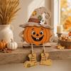 3Pcs Vintage Halloween Pumpkin Figurine 2D Flat Fall Pumpkin Table Ornament  Trick or Treat