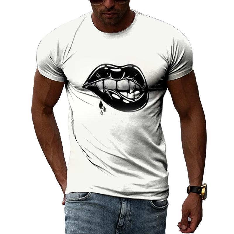Fashion Creative Retro Graffiti Art Men T-shirts Summer Personality Sad Graphic T Shirts 3D Harajuku Print Short Sleeve Tees Top