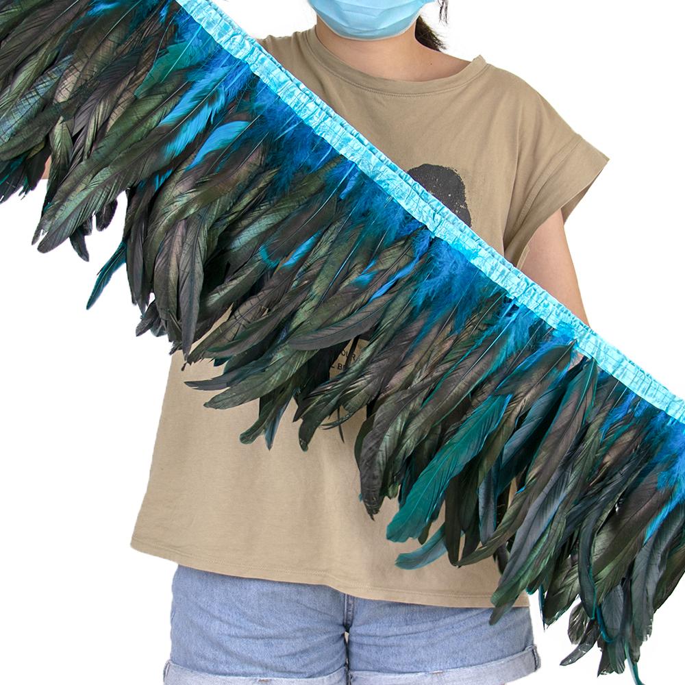 

2 метра черная отделка из перьев петуха 10-12 дюймов перья фазана бахрома лента танцевальные принадлежности карнавал коке плюмас 2M