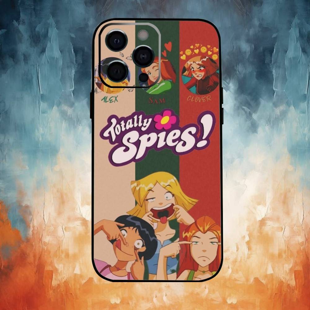 Coque de téléphone Totally Spies Pour iPhone17,16,15,14,13,12,11 Plus,Pro Max Housse Souple Noire