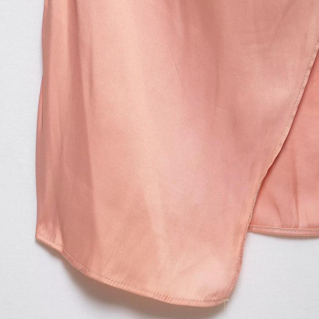 2025 Summer Gold-Trimmed Pink Silk Midi Skirt Set