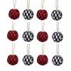 Fabric Xmas Ball Hanging Pendants Plaid Fabric Wrapped Hanging Balls for Holiday Decoration