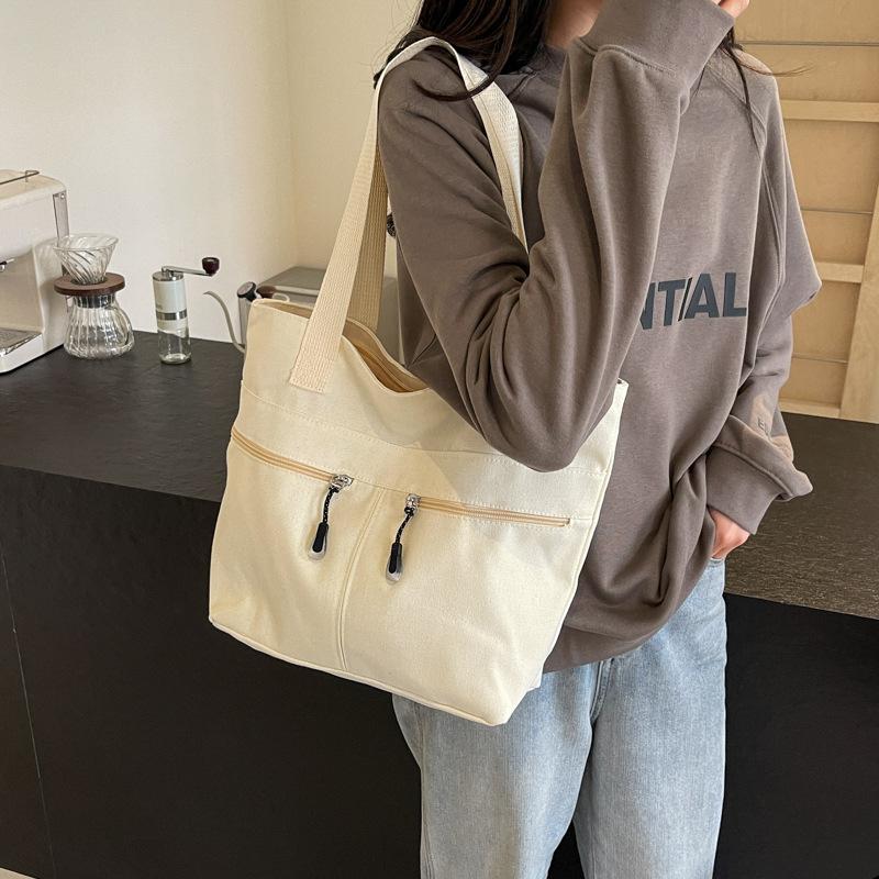 Large Capacity Fashionable Casual Women's Bag New Niche Design Solid Color Commuting Tutoring Shoulder Bag Tote Bag
