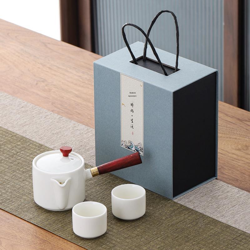 Ceramic Travel Kung Fu Tea Set with Portable Storage - Perfect for Business Event Gifts and Logo Customization