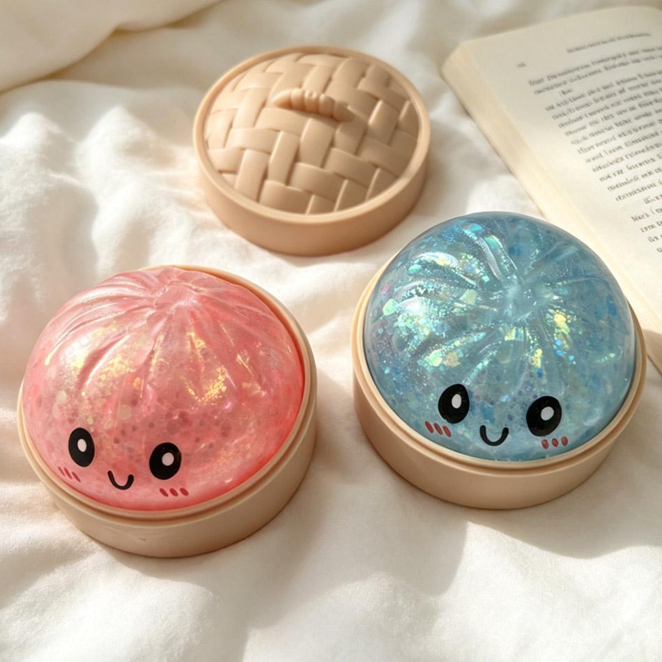 Glitter Colorful Simulated Dumpling Squishy Relaxing Relieve Anxiety Antistress Enhance Happiness Rebound Squeeze Reliever Toy