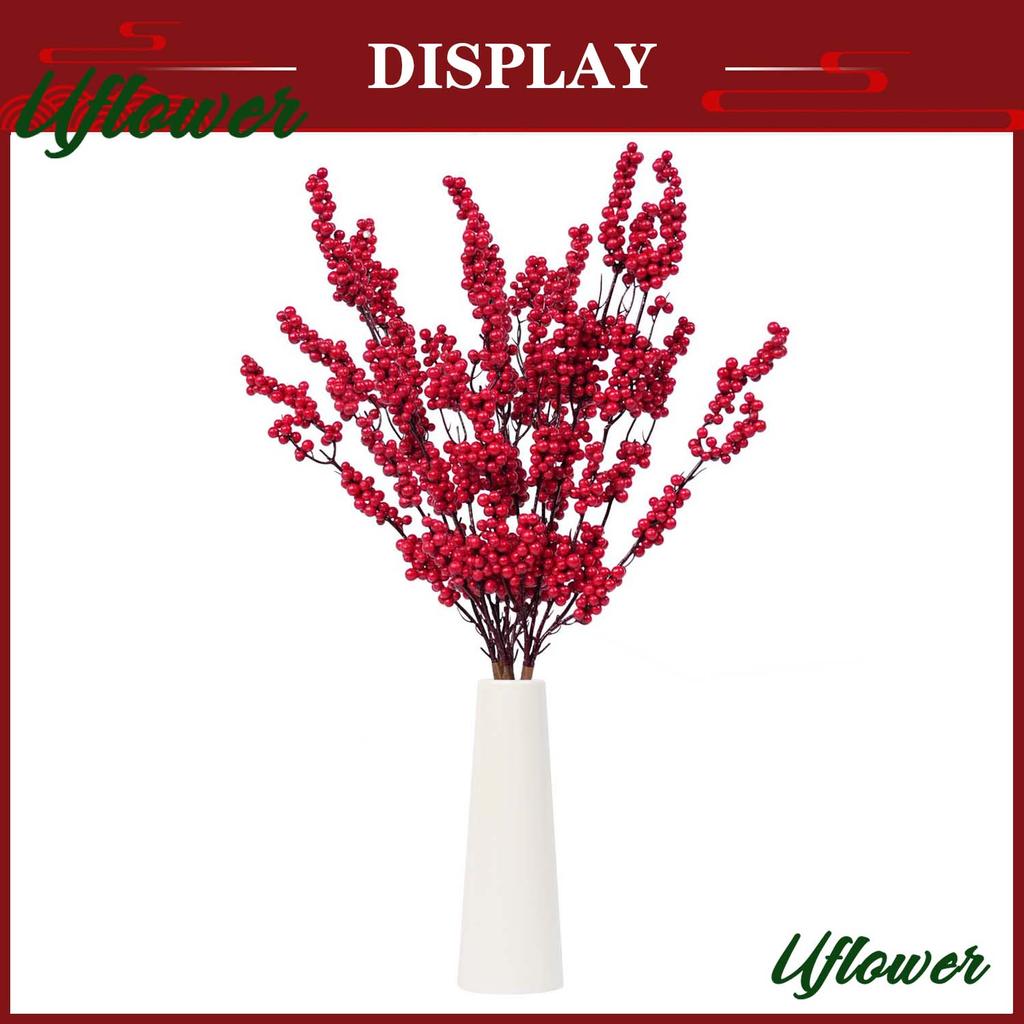 1/3PCS Artificial Red Berry Branches  for Home Tabletop Festivals Wedding Party DIY Craft Decor Christmas New Year Decoration