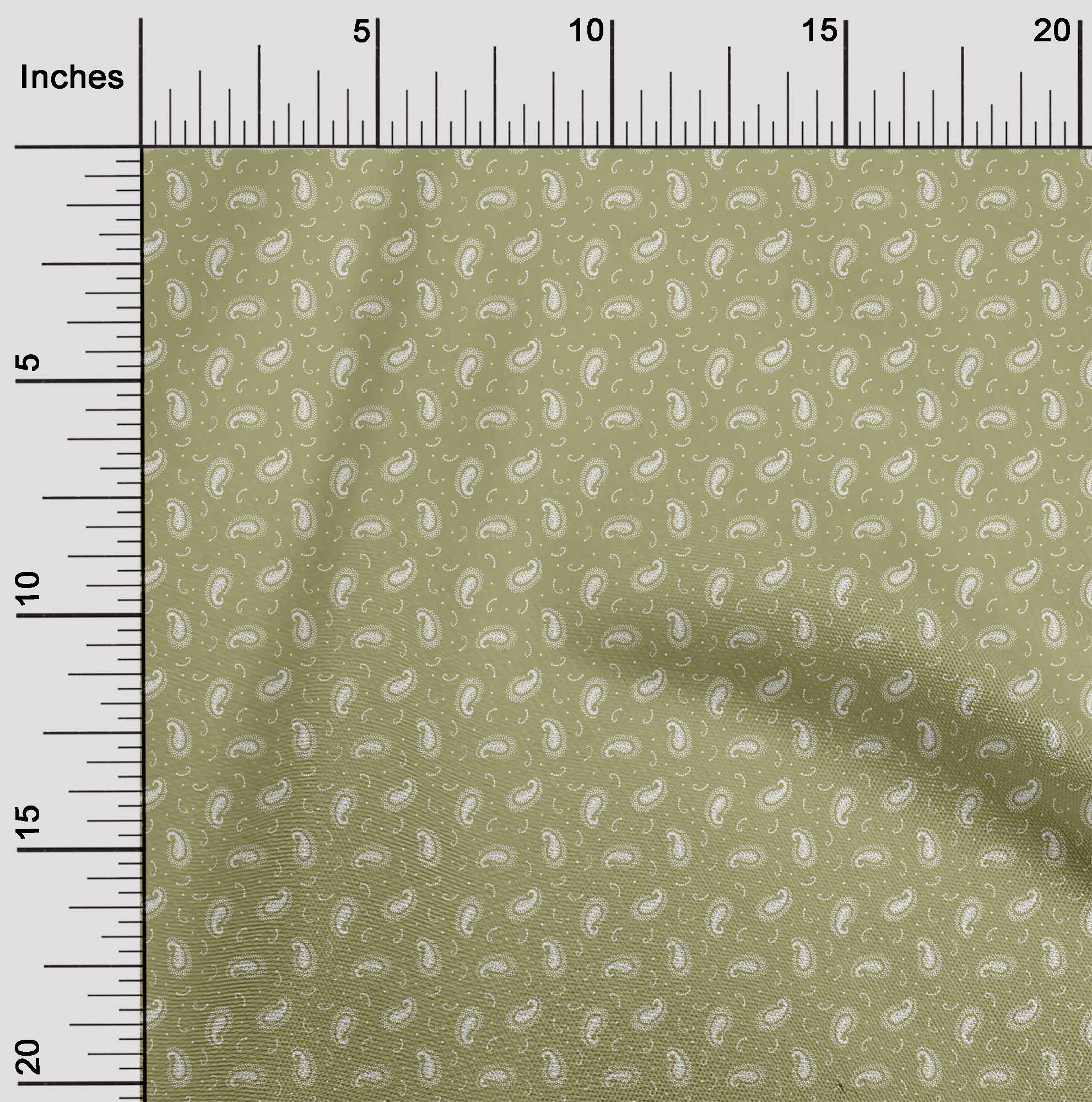 

oneOone Cotton Flex Fabric Dot & Paisley Small Print Fabric BTY 40 Inch Wide 42 Inch - Viscose Chiffon оливковий колір