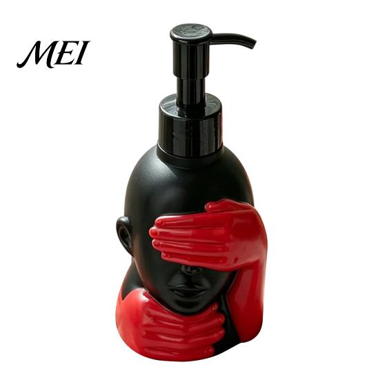 Black And Red Soap Bottle 200ml Dispensing Bottle, Smooth Foaming Artistic Design Large Capacity Dispenser for Bathroom Decor Hand