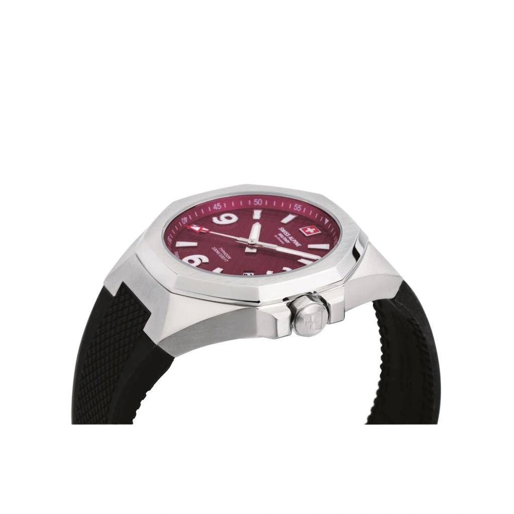 Swiss Alpine Military Typhoon Polyurethene Strap Burgundy Dial Quartz 7005.1836 100M Men's Watch