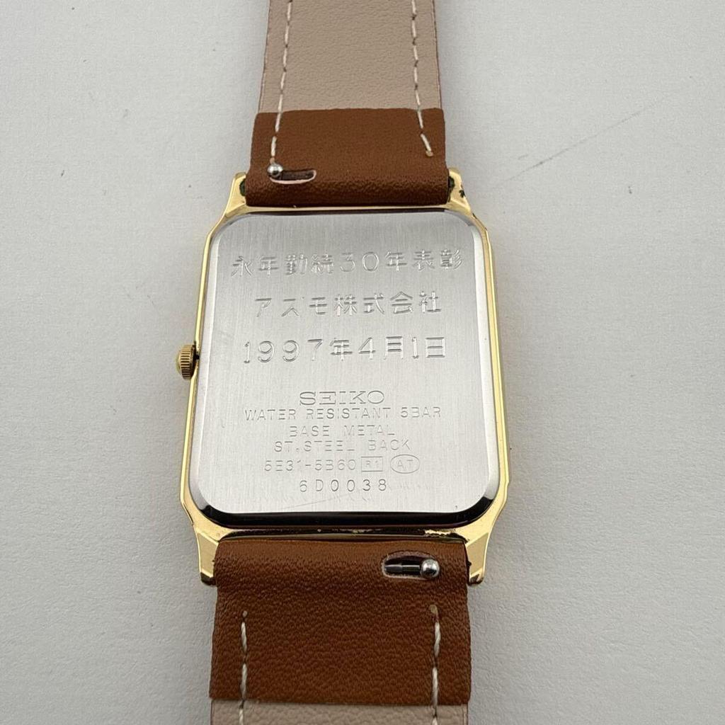 Used SEIKO 5E31-5B60 Seiko SPIRIT Men's Watch Quartz Working Condition Battery Replaced Engraved Caseback [U449]