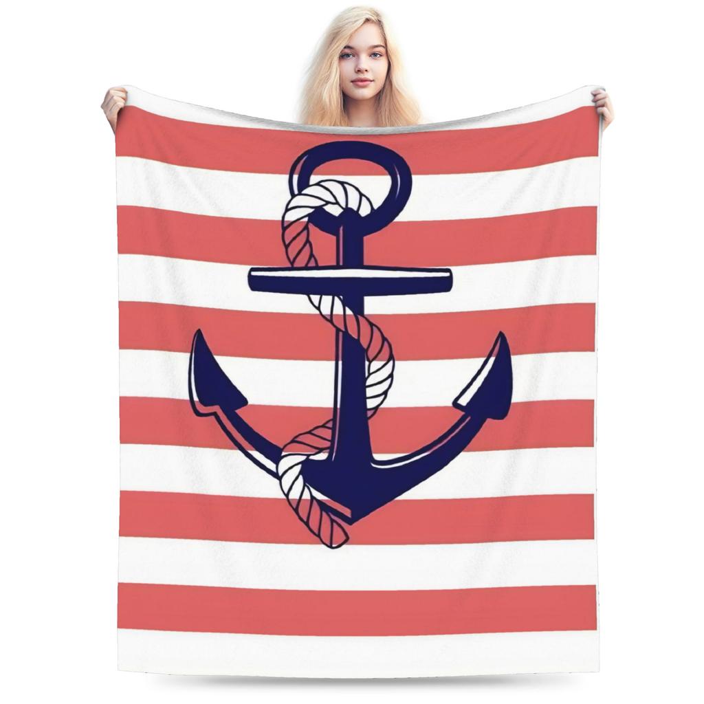 Nautical Anchor Boat Blankets Super Warm Novelty Plush Throw Blanket For Girls Boys Couch Bed Flannel Bedspread Bed Cover