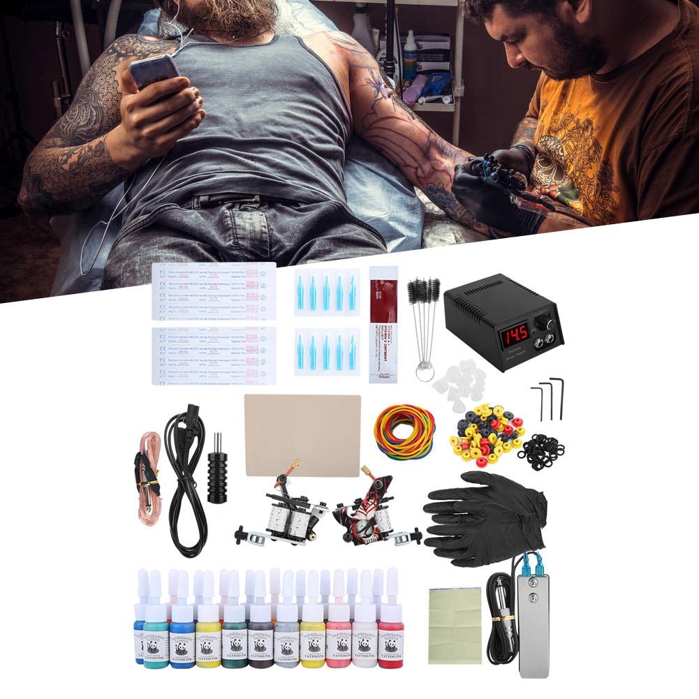 Complete Tattoo Kit for Beginners Tattoo Power Supply Inks Shader Liner Machine