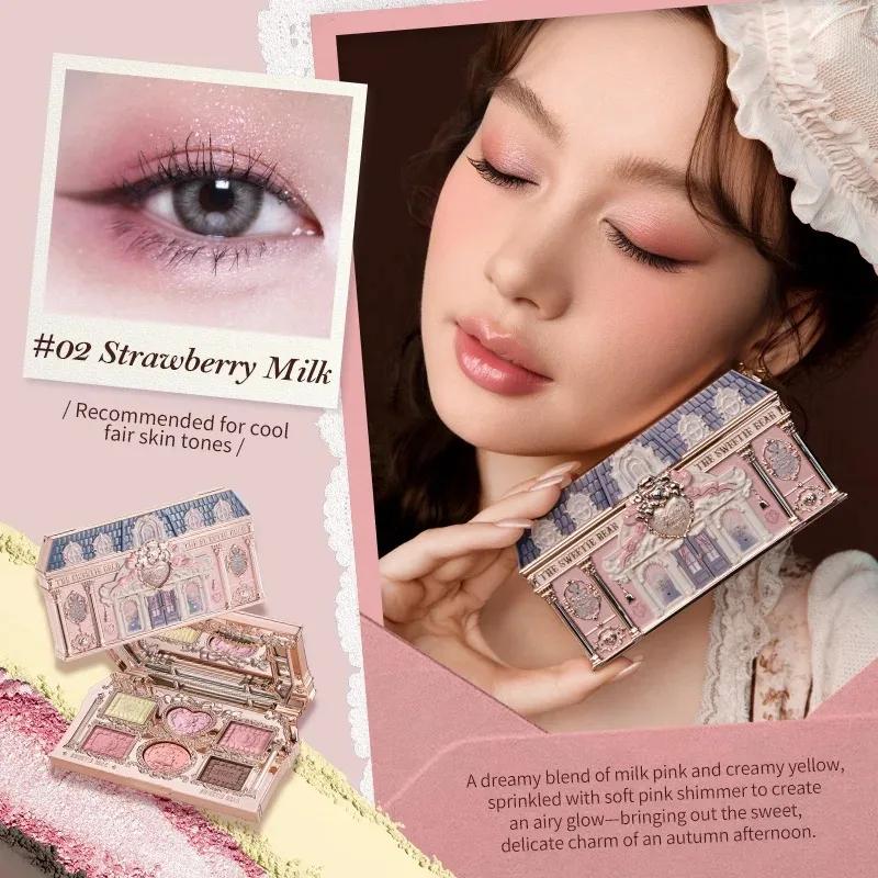 Flower Knows Sweetie Bear 6 Color Eyeshadow Palette Matte Shimmer Glitter Vegan Cruelty Free Waterproof High Pigment eyeshadow